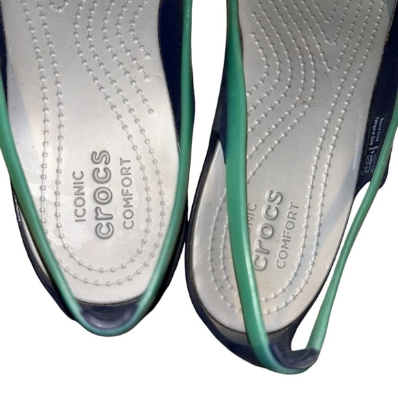 CROCS Women's Isabella Strappy Sandal Open Toe blue teal flats shoes size 8 - Picture 4 of 6